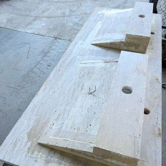 Handmade Double Travertine Bahtroom Sink, Vein Cut Travertine Design, Bathroom Decor, Natural Stone, Modern Design, Wall Mount, Classic Look
