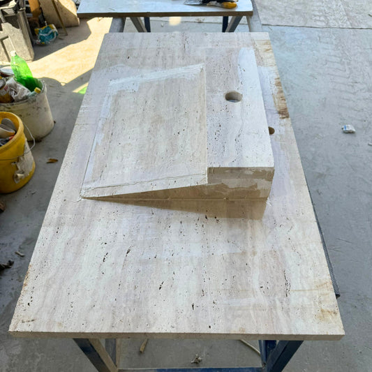 Handmade Travertine Bahtroom Sink, Vein Cut Travertine Design, Bathroom Decor, Natural Stone, Modern Design, Wall Mount, Classic Look