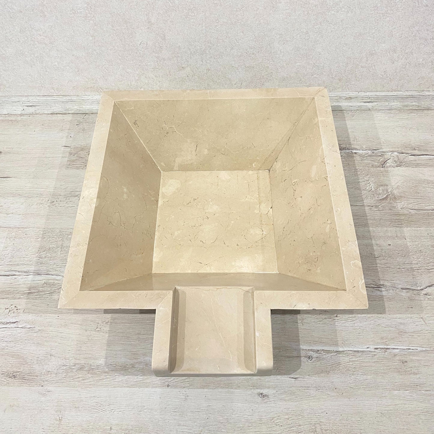 Handmade Marble Beige Cascade Water Bowl, for Pool, Bathroom & Garden, Natural Stone, Outdoor and Indoor Décor, Fountain Centerpiece