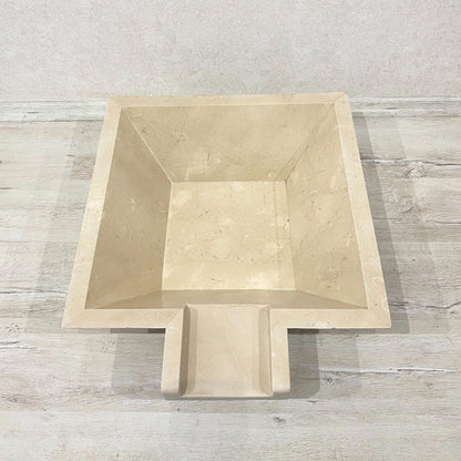 Handmade Marble Beige Cascade Water Bowl, for Pool, Bathroom & Garden, Natural Stone, Outdoor and Indoor Décor, Fountain Centerpiece