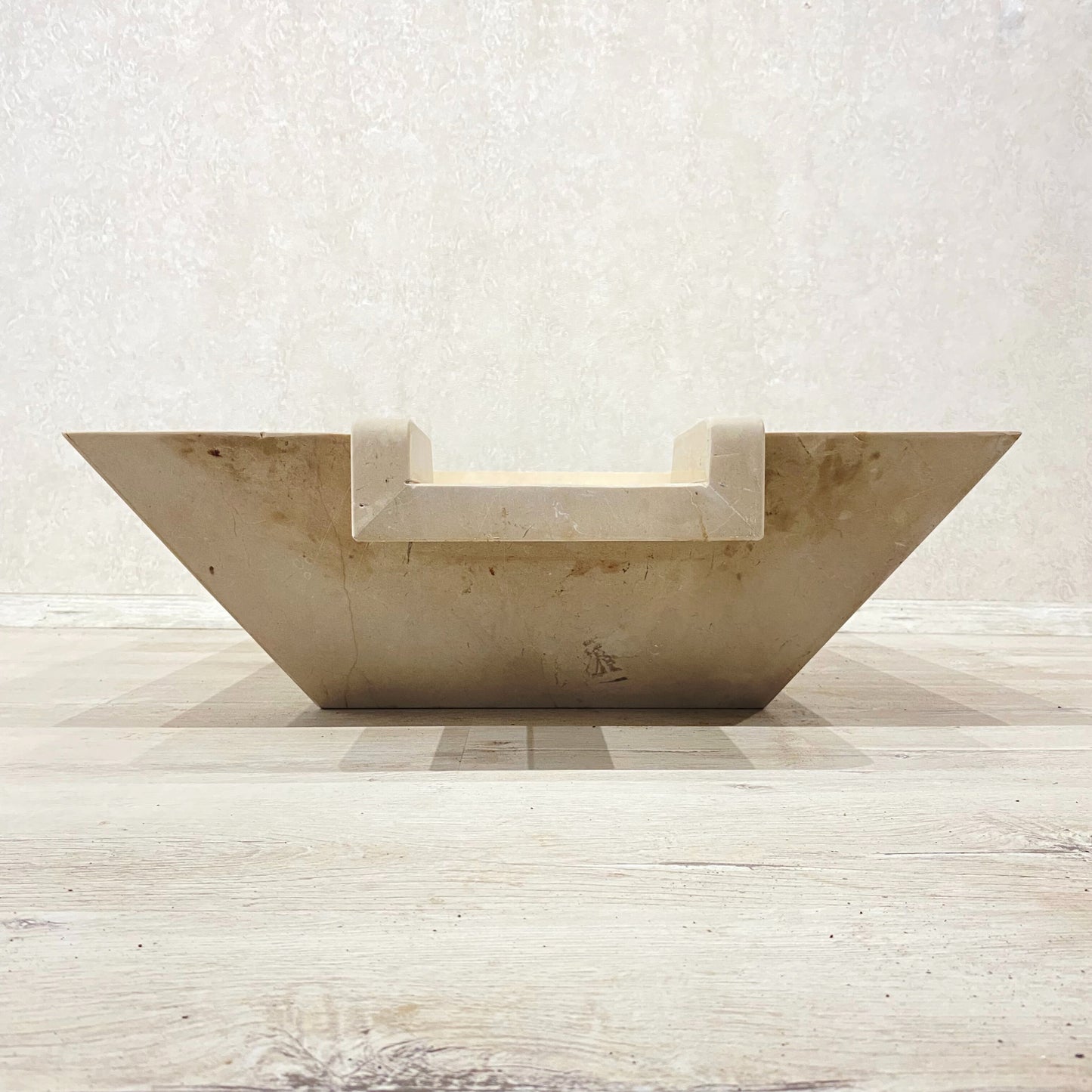 Handmade Marble Beige Cascade Water Bowl, for Pool, Bathroom & Garden, Natural Stone, Outdoor and Indoor Décor, Fountain Centerpiece