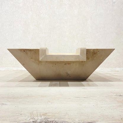 Handmade Marble Beige Cascade Water Bowl, for Pool, Bathroom & Garden, Natural Stone, Outdoor and Indoor Décor, Fountain Centerpiece