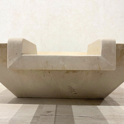 Handmade Marble Beige Cascade Water Bowl, for Pool, Bathroom & Garden, Natural Stone, Outdoor and Indoor Décor, Fountain Centerpiece