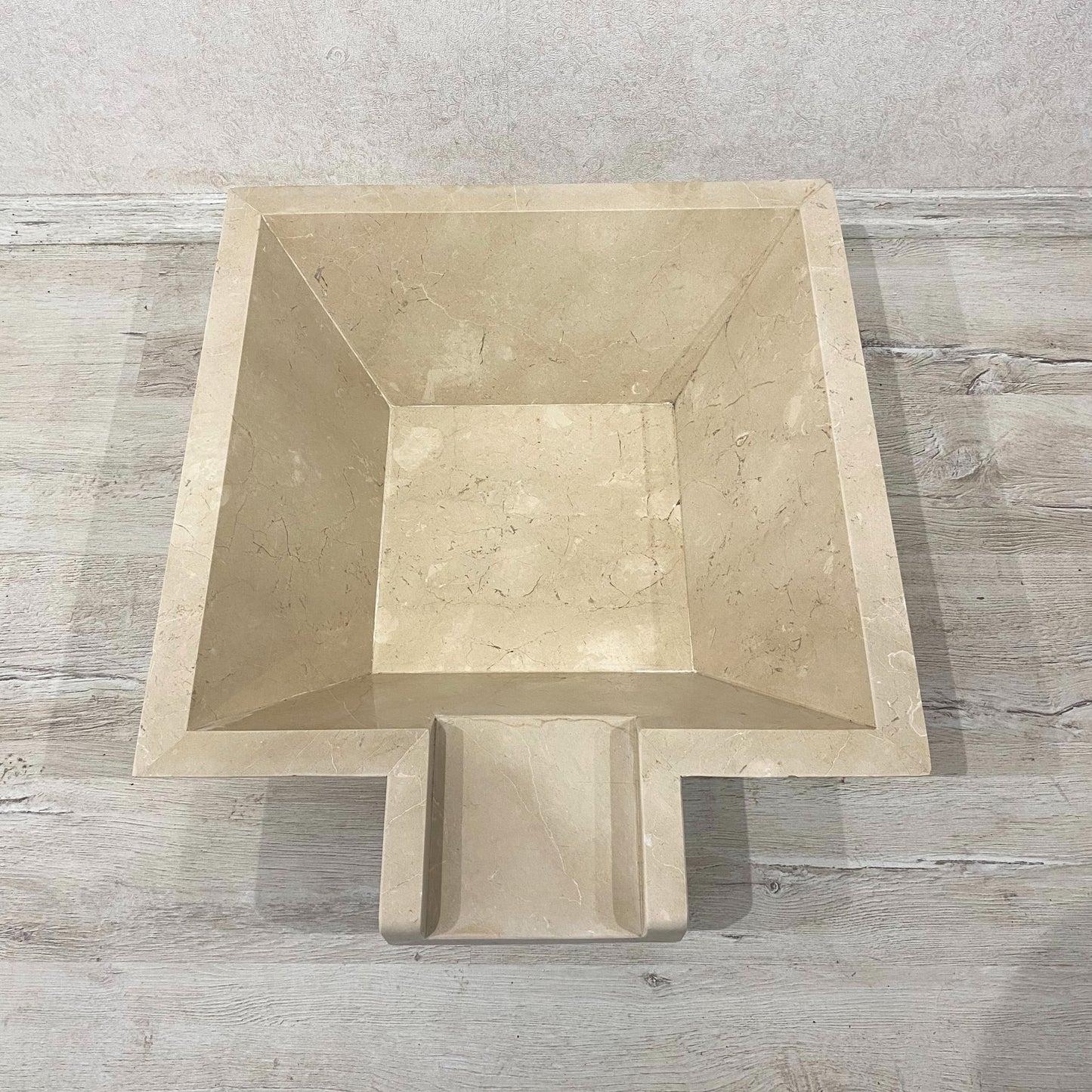 Handmade Marble Beige Cascade Water Bowl, for Pool, Bathroom & Garden, Natural Stone, Outdoor and Indoor Décor, Fountain Centerpiece