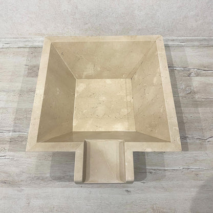Handmade Marble Beige Cascade Water Bowl, for Pool, Bathroom & Garden, Natural Stone, Outdoor and Indoor Décor, Fountain Centerpiece