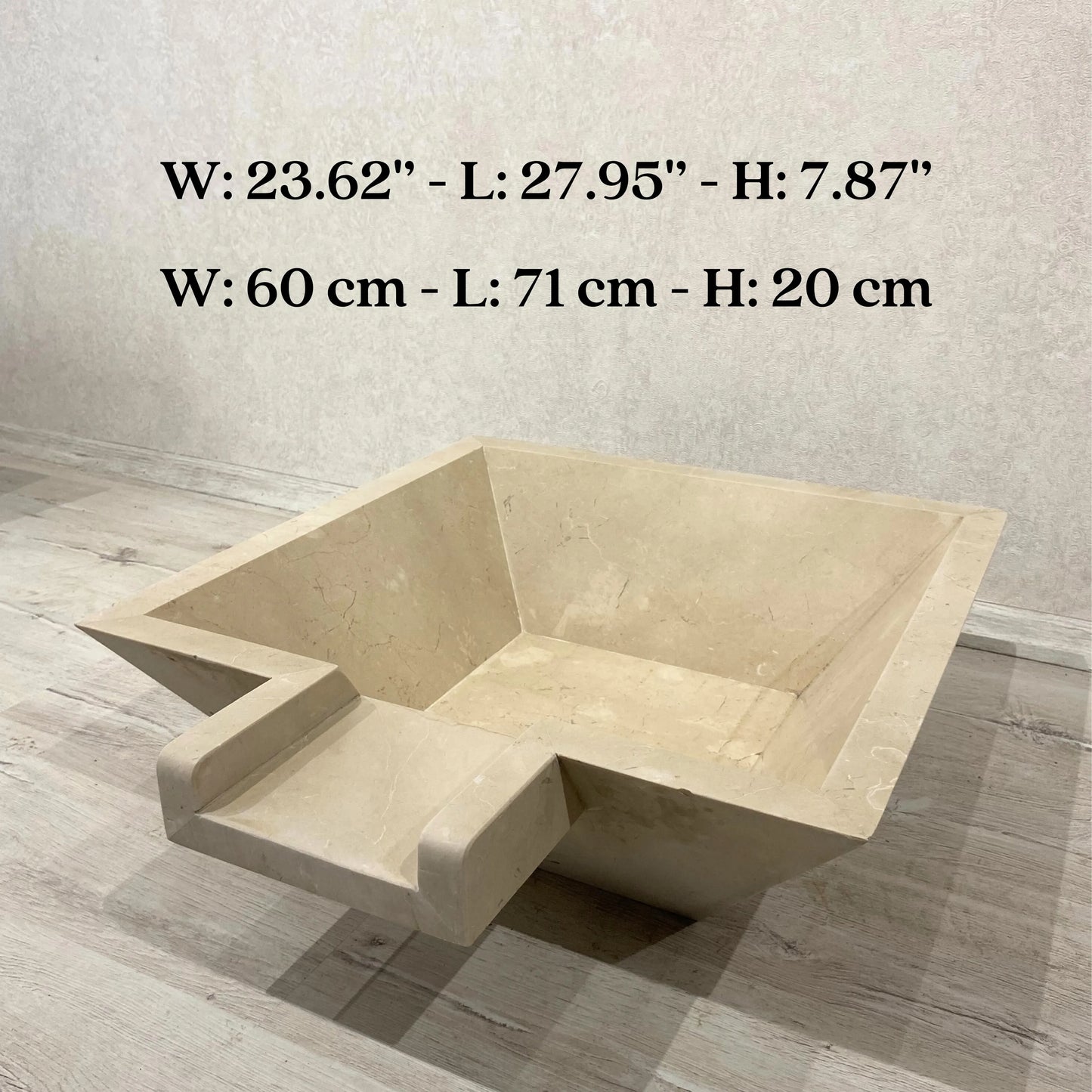 Handmade Marble Beige Cascade Water Bowl, for Pool, Bathroom & Garden, Natural Stone, Outdoor and Indoor Décor, Fountain Centerpiece