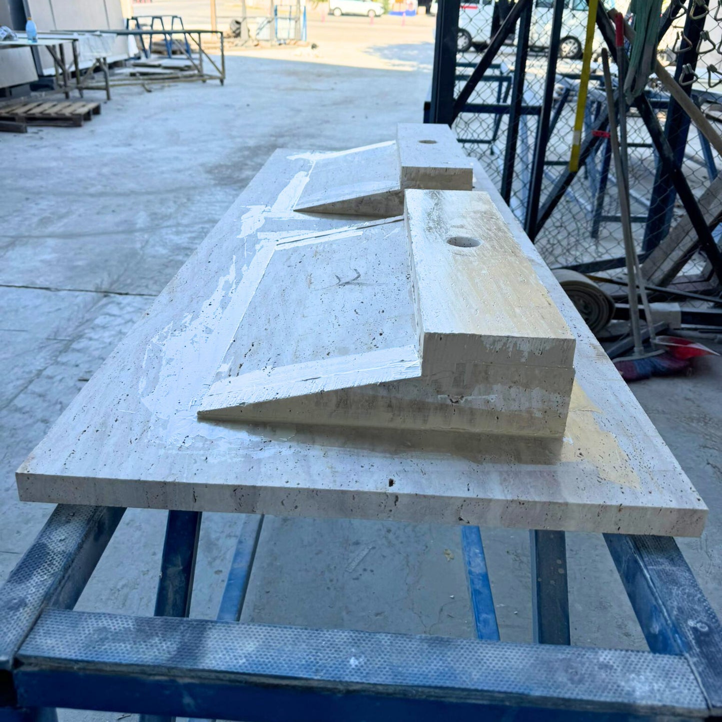 Handmade Double Travertine Bahtroom Sink, Vein Cut Travertine Design, Bathroom Decor, Natural Stone, Modern Design, Wall Mount, Classic Look