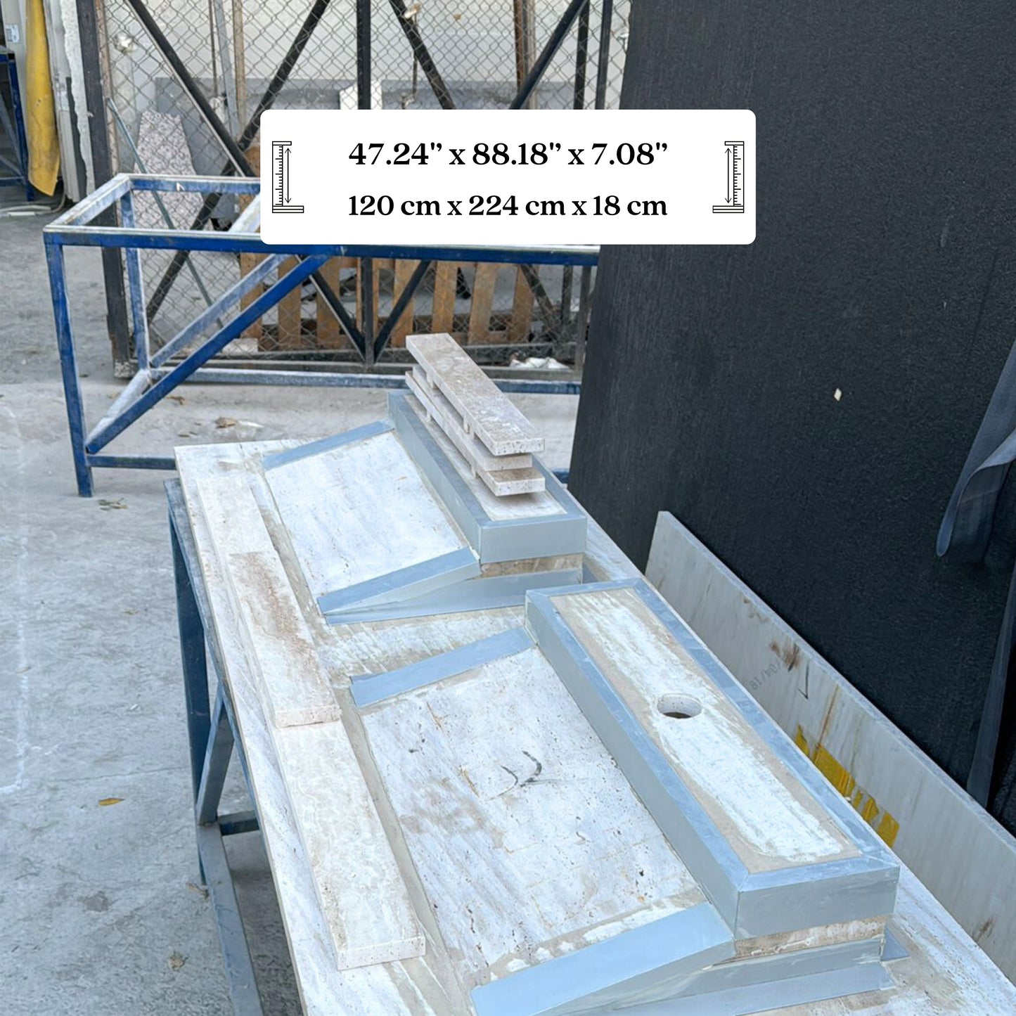 Handmade Double Travertine Bahtroom Sink, Vein Cut Travertine Design, Bathroom Decor, Natural Stone, Modern Design, Wall Mount, Classic Look