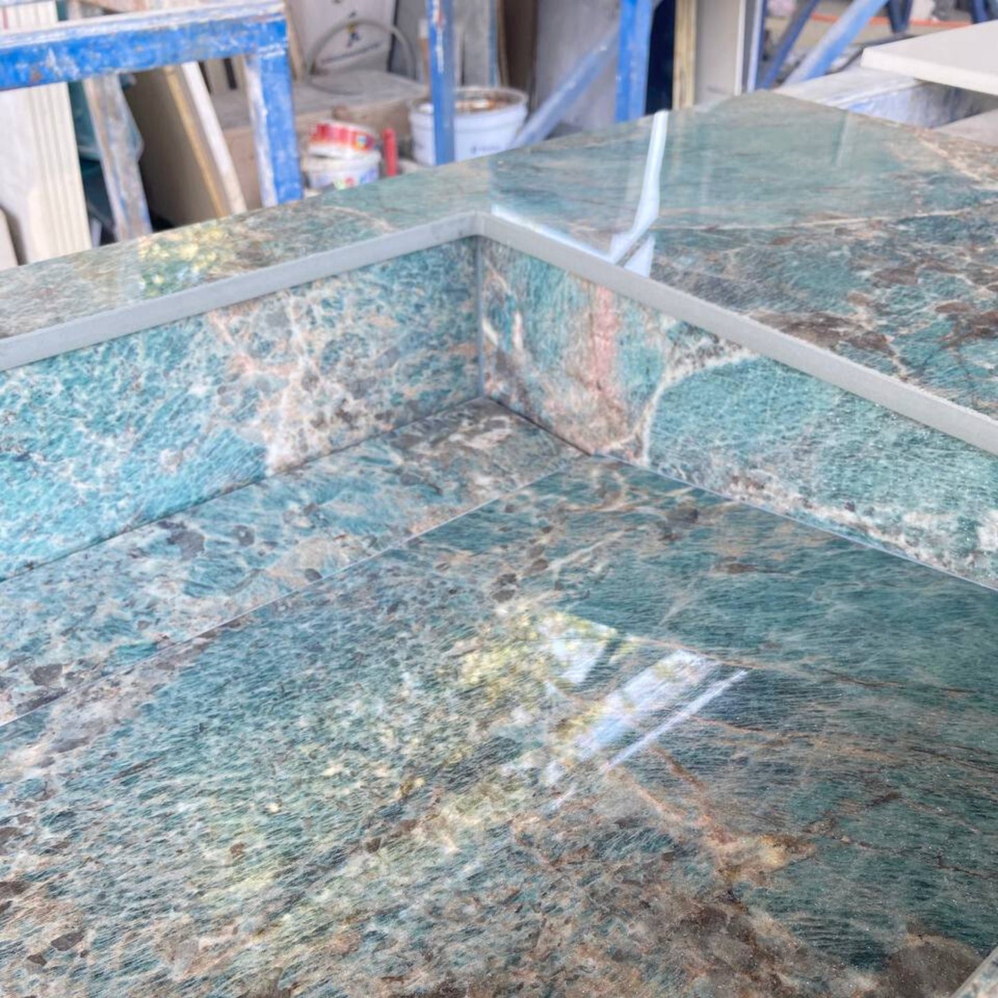 Handcrafted Porcelain Bathroom Sink, Wall Hung Sink with Counter, Santos Bathroom Sink, Modern Rustic Vanity Design, Natural Stone Look