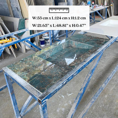 Handcrafted Porcelain Bathroom Sink, Wall Hung Sink with Counter, Santos Bathroom Sink, Modern Rustic Vanity Design, Natural Stone Look