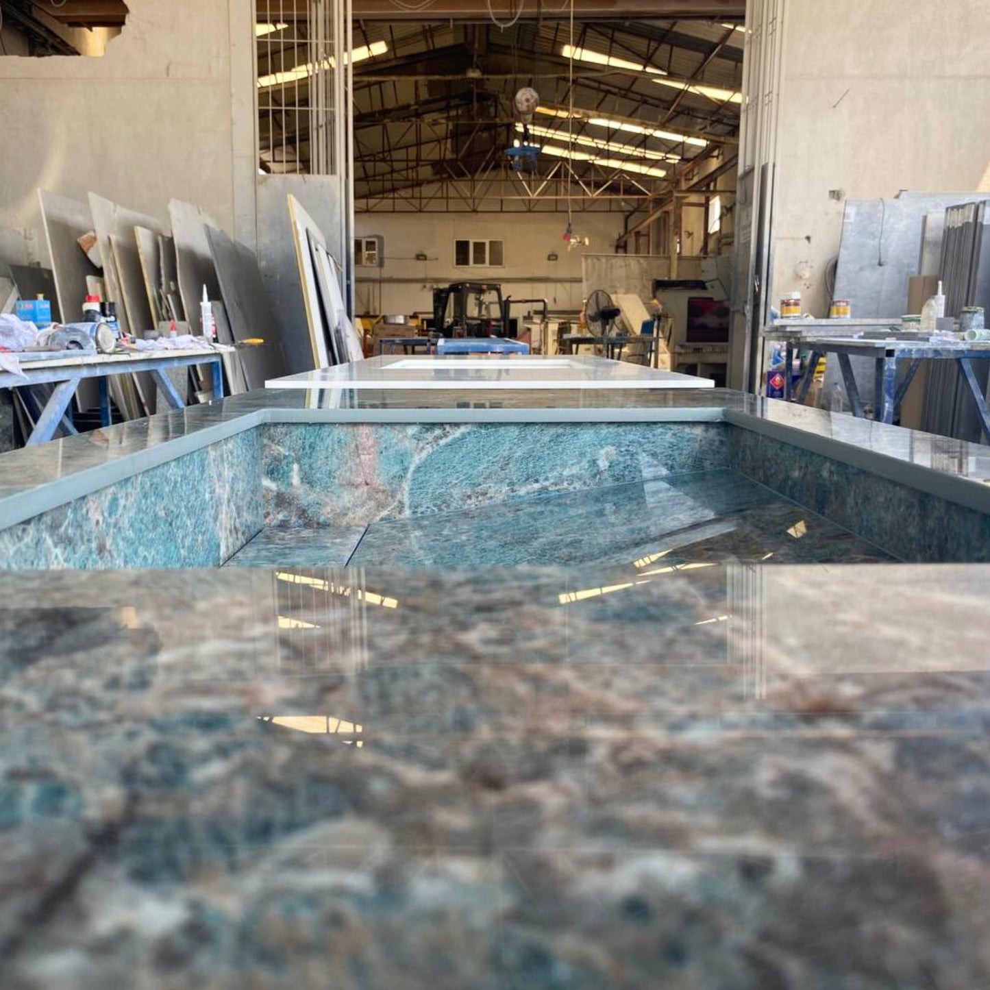 Handcrafted Porcelain Bathroom Sink, Wall Hung Sink with Counter, Santos Bathroom Sink, Modern Rustic Vanity Design, Natural Stone Look