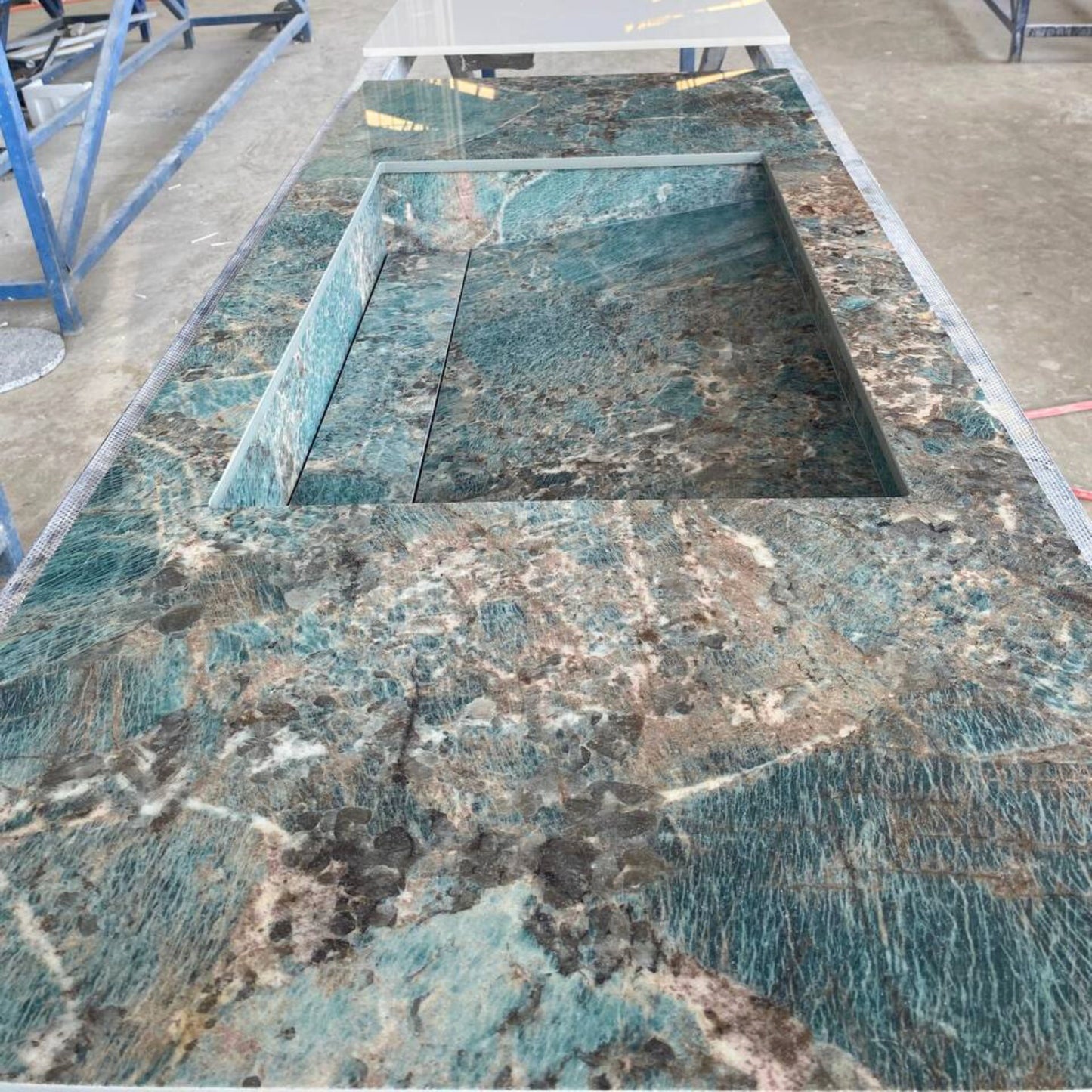 Handcrafted Porcelain Bathroom Sink, Wall Hung Sink with Counter, Santos Bathroom Sink, Modern Rustic Vanity Design, Natural Stone Look