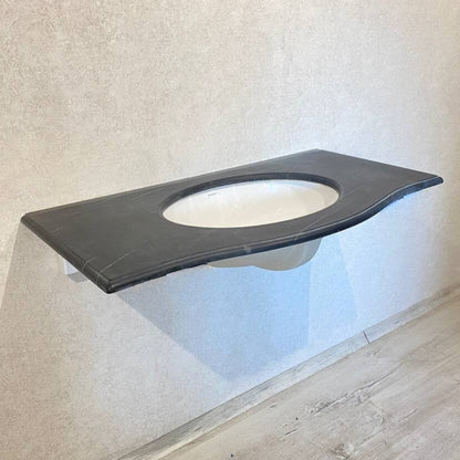 Handmade Marble Nero Marquina Bathroom Sink, Black and White Bathroom Sink, Natural Stone, Wall Mount Bathroom Sink, Black and White Marble