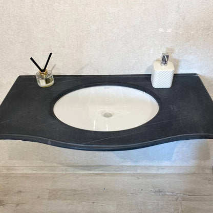 Handmade Marble Nero Marquina Bathroom Sink, Black and White Bathroom Sink, Natural Stone, Wall Mount Bathroom Sink, Black and White Marble