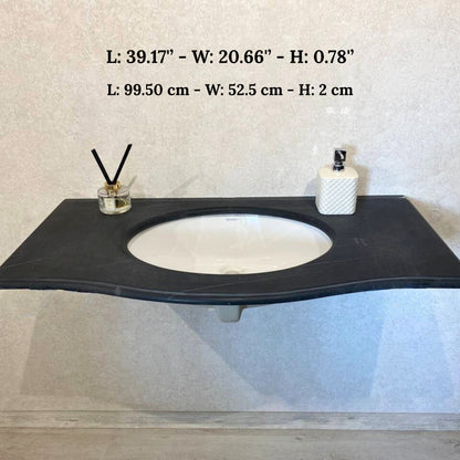 Handmade Marble Nero Marquina Bathroom Sink, Black and White Bathroom Sink, Natural Stone, Wall Mount Bathroom Sink, Black and White Marble