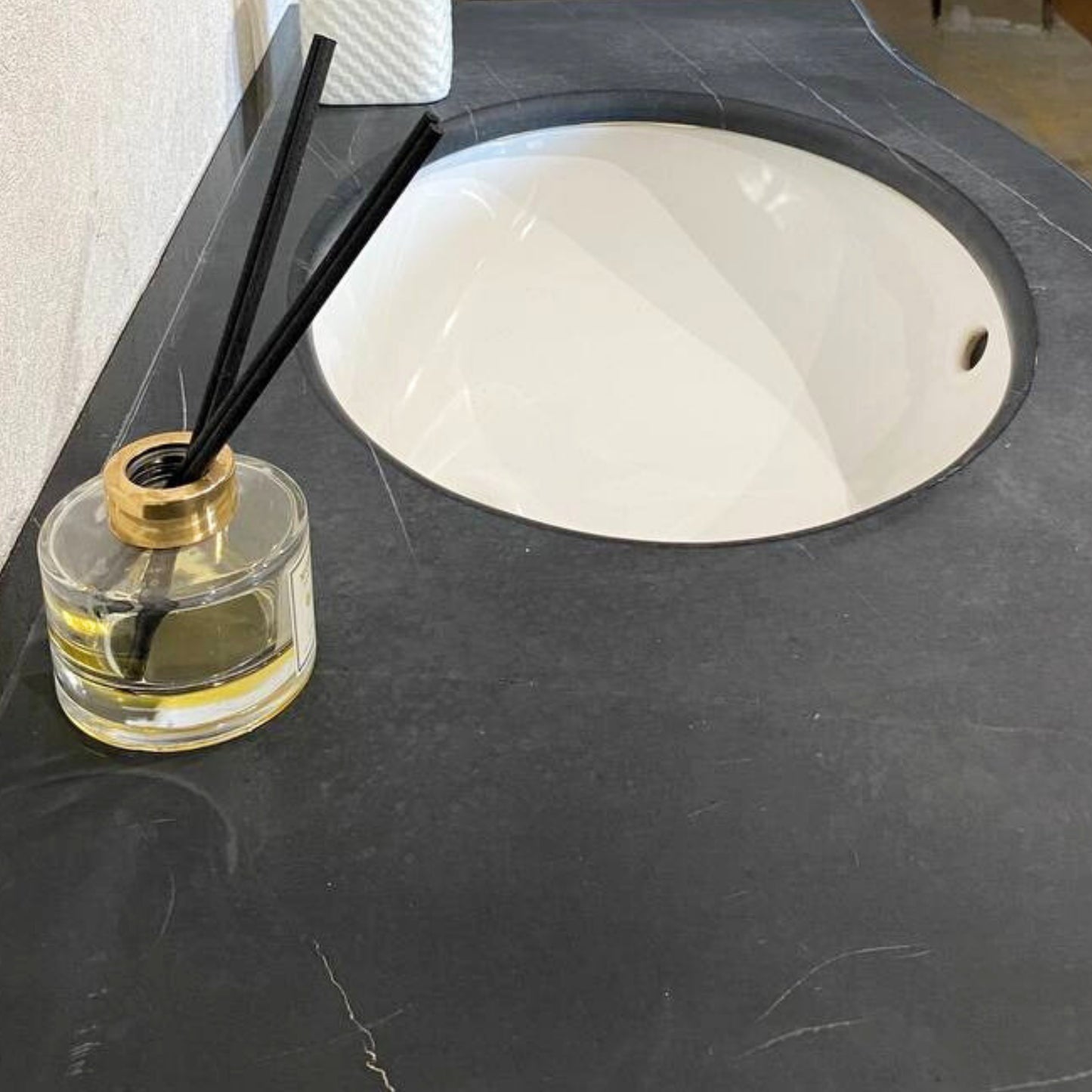 Handmade Marble Nero Marquina Bathroom Sink, Black and White Bathroom Sink, Natural Stone, Wall Mount Bathroom Sink, Black and White Marble