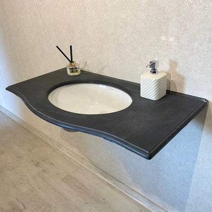 Handmade Marble Nero Marquina Bathroom Sink, Black and White Bathroom Sink, Natural Stone, Wall Mount Bathroom Sink, Black and White Marble
