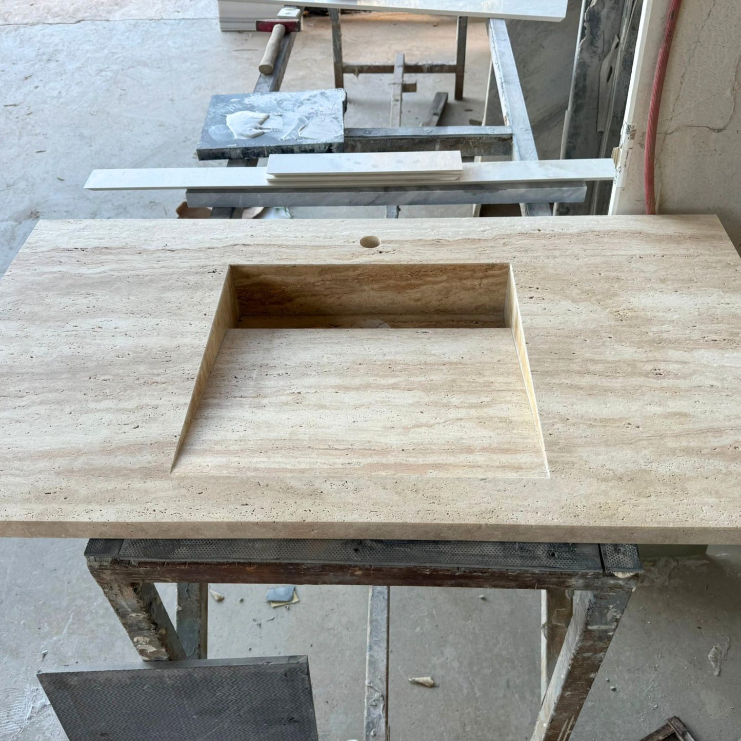 Handmade Travertine Bahtroom Sink, Vein Cut Travertine Design, Bathroom Decor, Natural Stone, Modern Design, Wall Mount, Classic Look