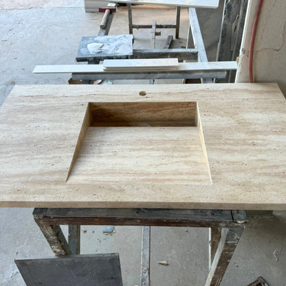 Handmade Travertine Bahtroom Sink, Vein Cut Travertine Design, Bathroom Decor, Natural Stone, Modern Design, Wall Mount, Classic Look