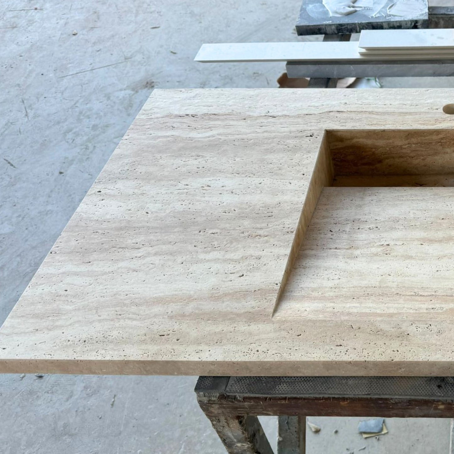 Handmade Travertine Bahtroom Sink, Vein Cut Travertine Design, Bathroom Decor, Natural Stone, Modern Design, Wall Mount, Classic Look