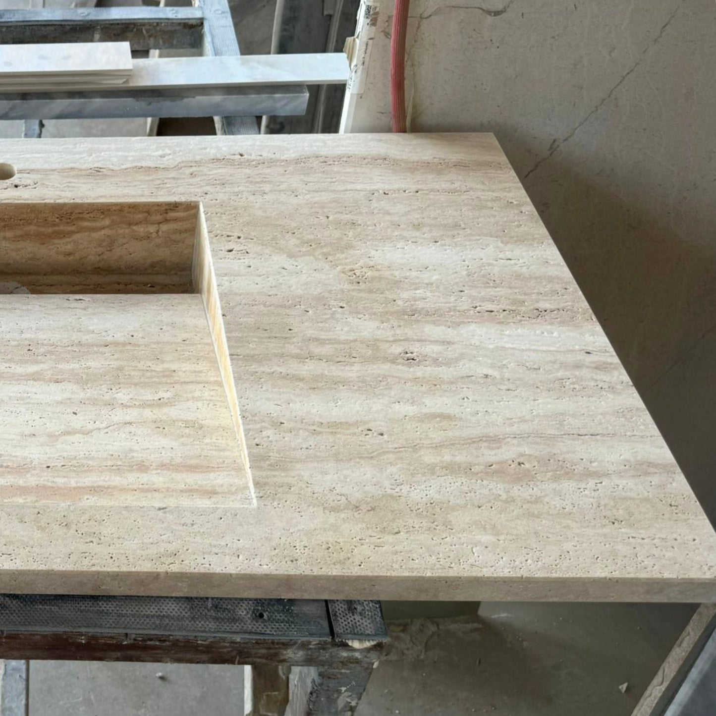 Handmade Travertine Bahtroom Sink, Vein Cut Travertine Design, Bathroom Decor, Natural Stone, Modern Design, Wall Mount, Classic Look