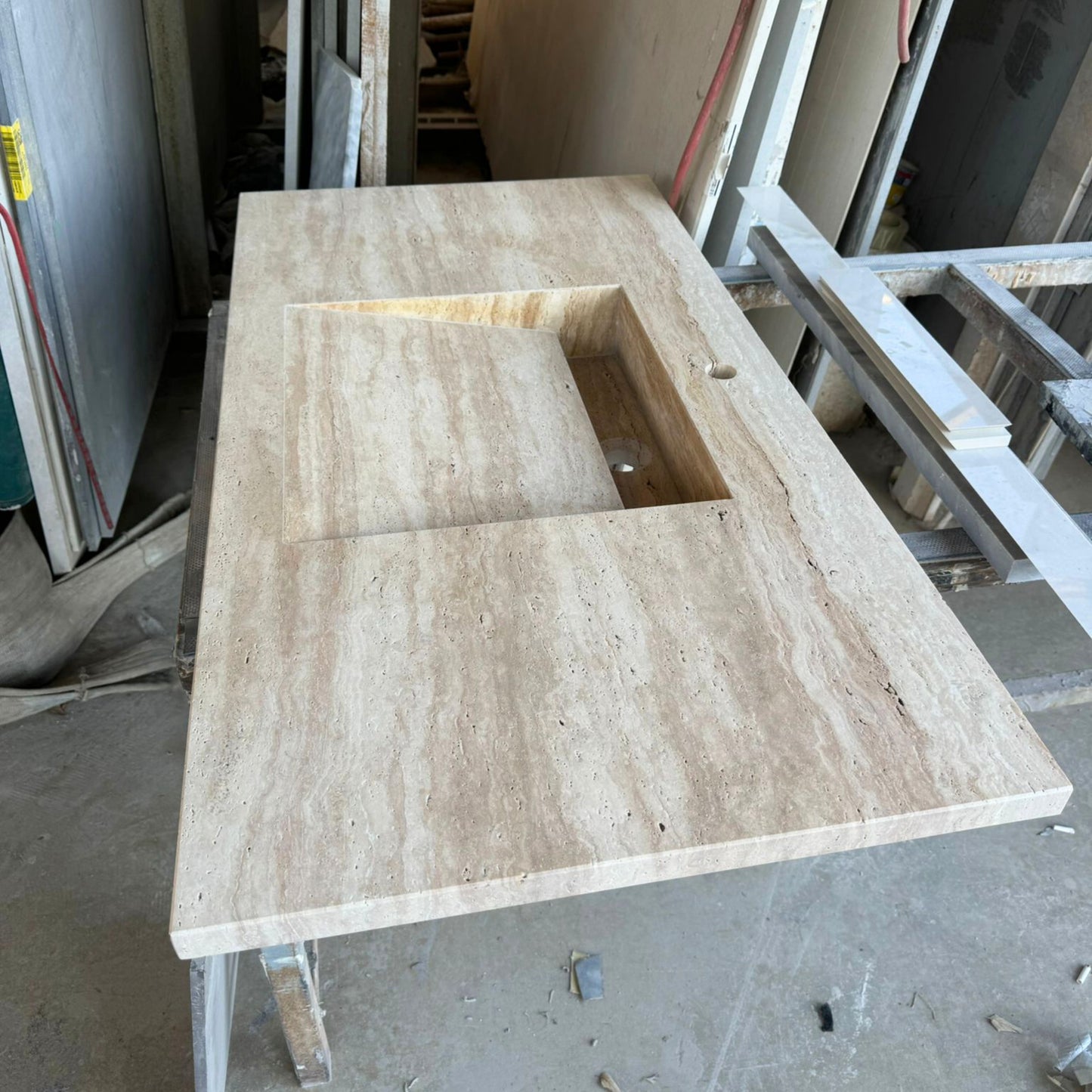 Handmade Travertine Bahtroom Sink, Vein Cut Travertine Design, Bathroom Decor, Natural Stone, Modern Design, Wall Mount, Classic Look