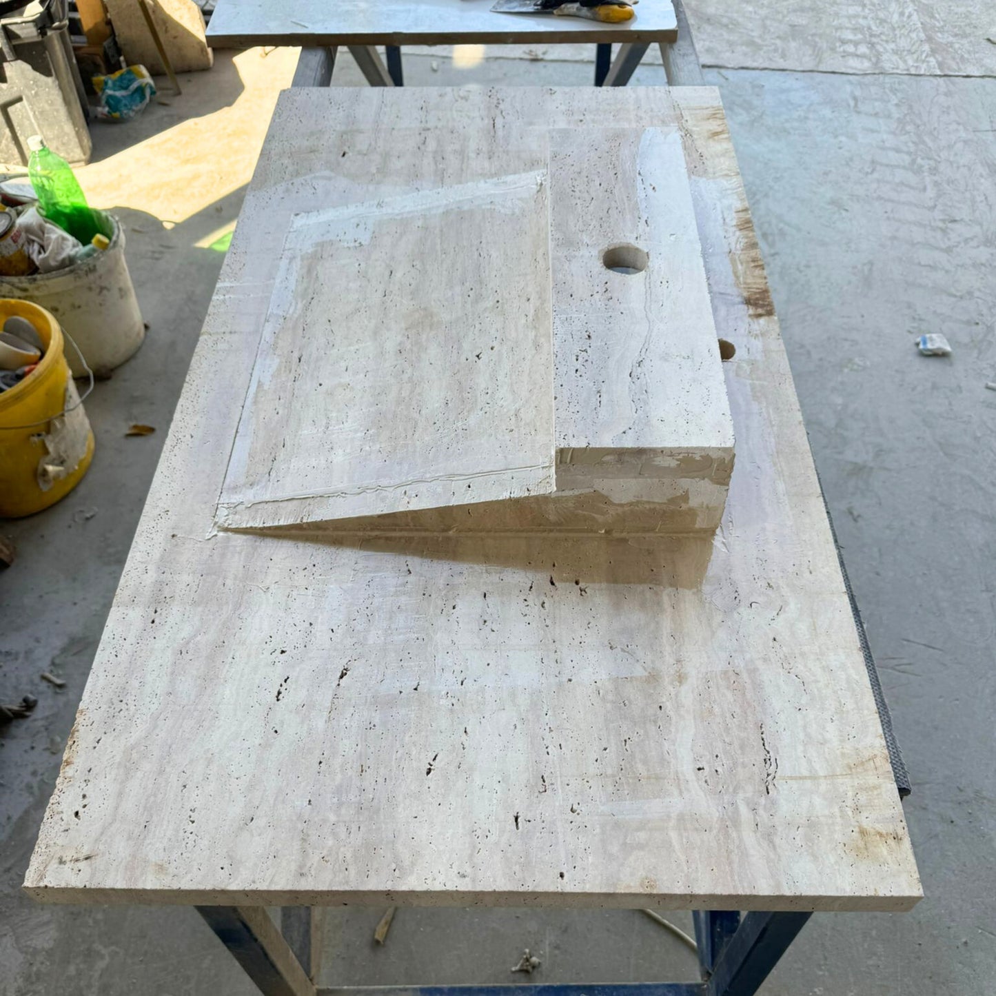 Handmade Travertine Bahtroom Sink, Vein Cut Travertine Design, Bathroom Decor, Natural Stone, Modern Design, Wall Mount, Classic Look