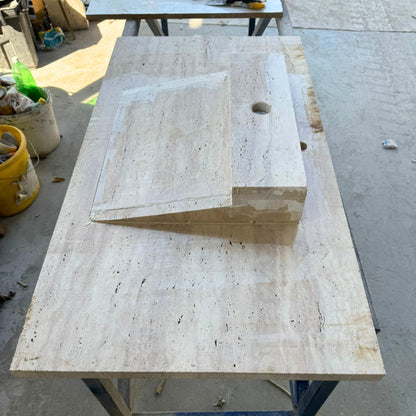 Handmade Travertine Bahtroom Sink, Vein Cut Travertine Design, Bathroom Decor, Natural Stone, Modern Design, Wall Mount, Classic Look