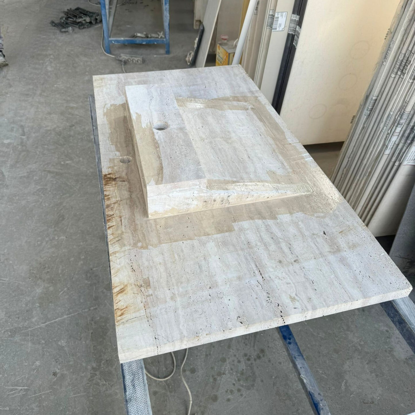 Handmade Travertine Bahtroom Sink, Vein Cut Travertine Design, Bathroom Decor, Natural Stone, Modern Design, Wall Mount, Classic Look