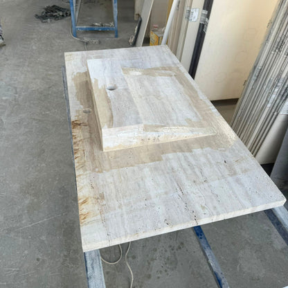 Handmade Travertine Bahtroom Sink, Vein Cut Travertine Design, Bathroom Decor, Natural Stone, Modern Design, Wall Mount, Classic Look
