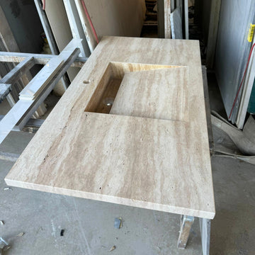 Handmade Travertine Bahtroom Sink, Vein Cut Travertine Design, Bathroom Decor, Natural Stone, Modern Design, Wall Mount, Classic Look